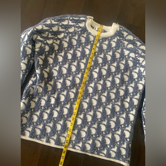RARE “DIOR” Blue/Creme Zipper repeat logo sweater —Sz. “L” (see measurem… - Picture 1 of 16